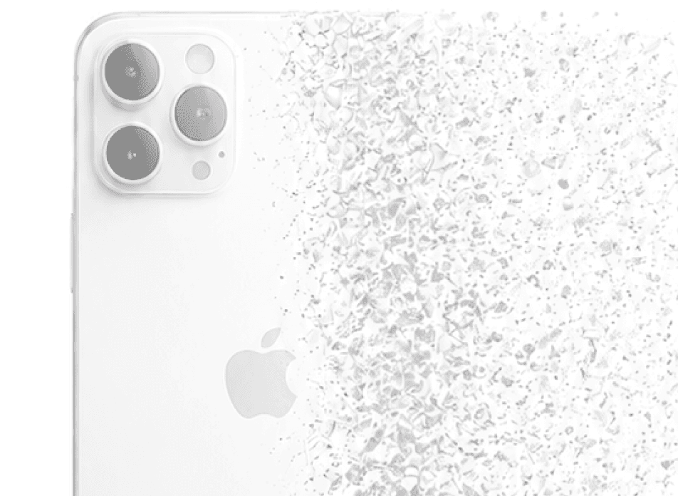 iPhone disintegrating into dust — symbol of secure erasure